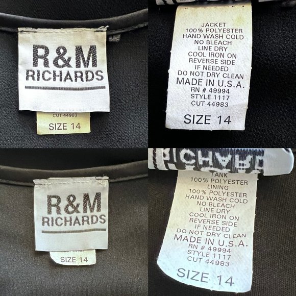 R&M Richards Vintage Formal Hand Beaded Jacket & Tank Top 2 Piece Set Sz 14 USA - Picture 9 of 12